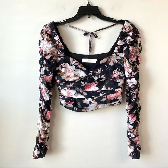 ASTR The Label Erica Floral Mesh Top Black S - Picture 4 of 9